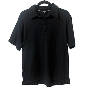 George Men’s Pique Polo Shirt Black Size Medium Cotton Collared Short Sleeve